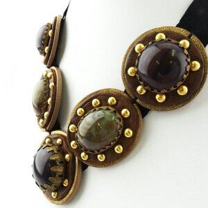 MIUMIU Necklace Brown Gold Black Women Authentic secondhand